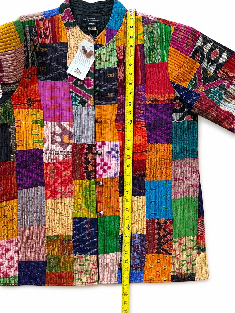 Met Museum Ikat Silk Patchwork Reversible Jacket Boho Art Jacket L - Picture 8 of 8